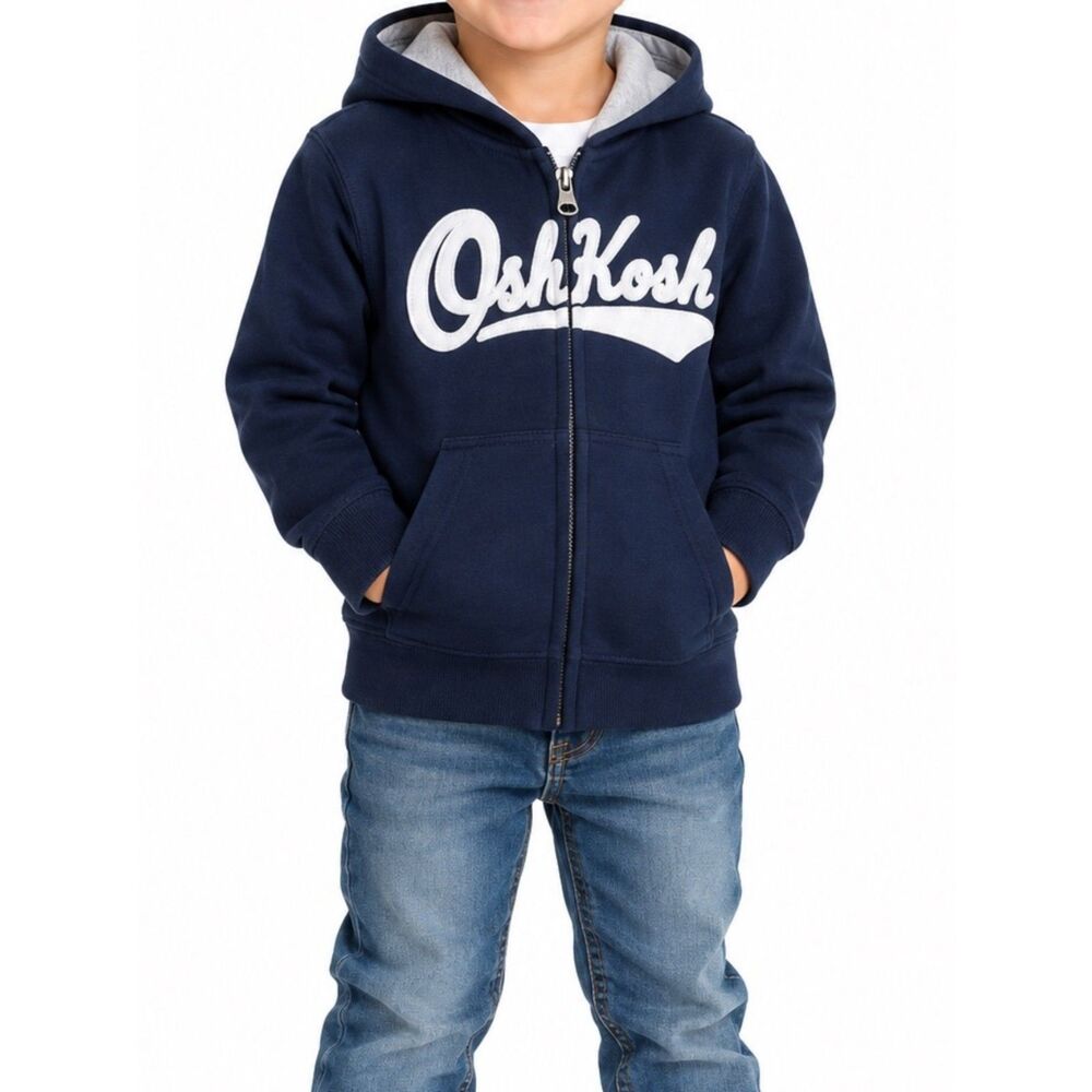 🔥 5 for $30 🔥 OshKosh B’gosh Blue and White Logo Zip-Up Hoodie | Size 8